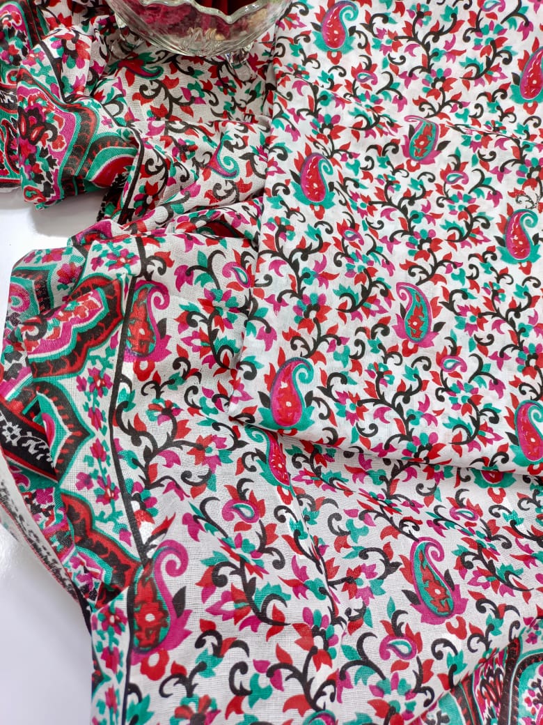 "Block print" with full print Dupatta