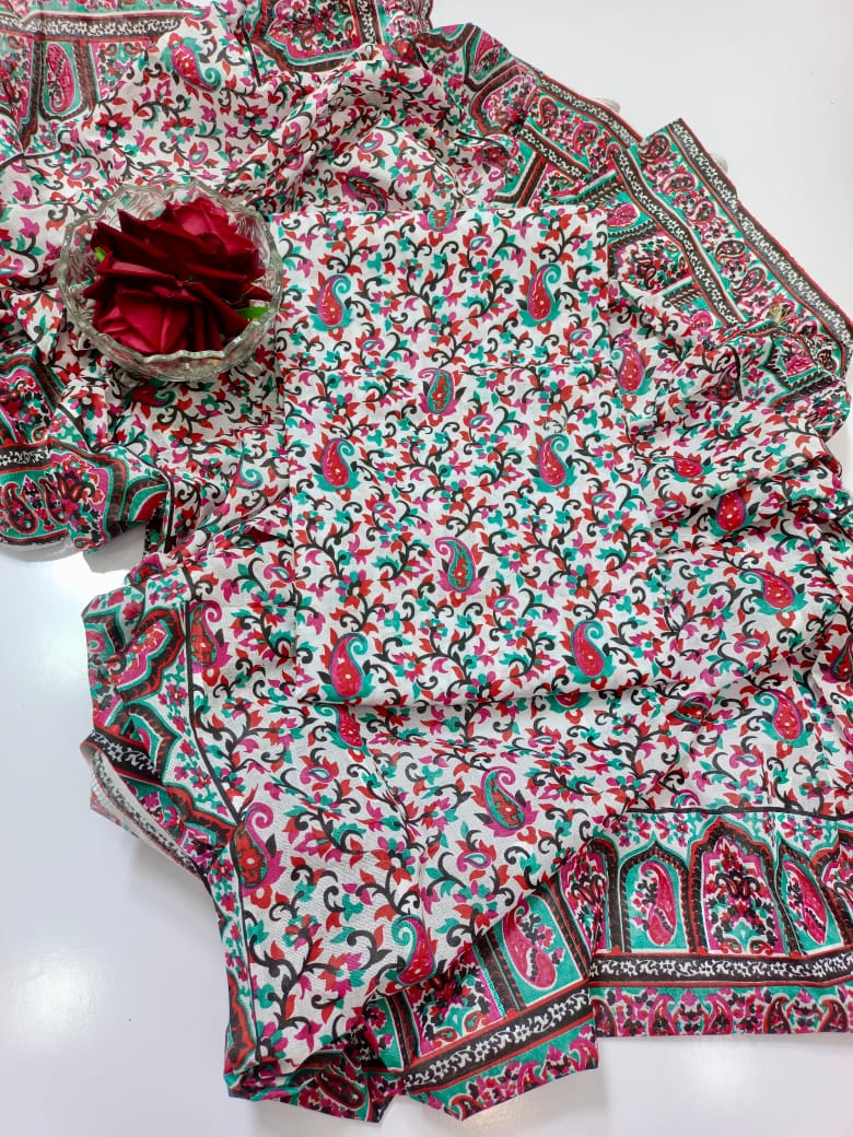 "Block print" with full print Dupatta
